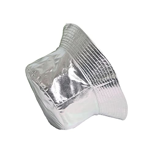 Goodxing Unisex Silver Metallic Bucket Hat Fashion Trendy Fisherman Hats Reversible Packable Sun Hat 80S 90S Rapper Hip Hop Costume Hat #TOP2