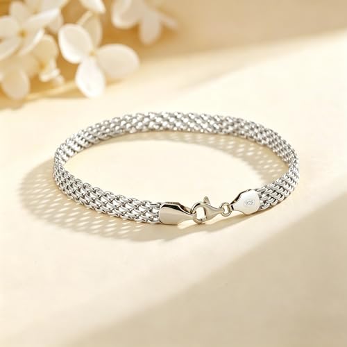 Pulsera fina malla 5mm de plata 925 unisex miniatura 7