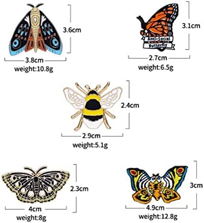 5Pieces Butterfly Bee Enamel Pins Lapel Pin Brooches Cute Cartoon Insect Pins Fashion Decorative Badges for Clothing Backpacks Hats