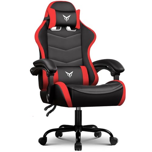 Image of GTPLAYER Gaming Chair High Back Computer Chairs Rest for Adults, Ergonomic Height Adjustable Recliner Chair 300lbs with Linkage Armrest and Lumbar Support for Home Office, Red