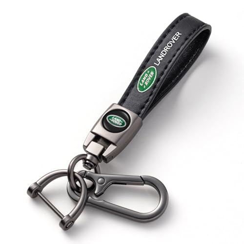 Qiuerte Car Keychain Keyring for Automobile,Car Key Lanyard for Women&Men,Leather Key Chain Compatible With Land Rover Discovery Range Rover Sport Defender Land KeyFob Holder Replacement