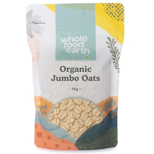 Wholefood Earth Bio-Jumbo-Haferflocken – 1 kg | Vegan | Gentechnikfrei | Ballaststoffreich | Bio-zertifiziert