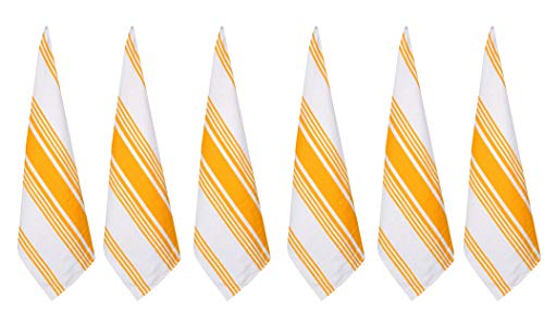 Urban Villa Kitchen Towels (20X30 Inches 6 Pack) Extra Large Premium Dish Towels For Kitchen Yellow & White Dish Cloths Highly Absorbent 100% Cotton Kitchen Hand Towels With Hanging Loop Tea Towels #TOP1