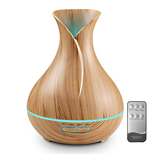 KBAYBO アロマディフューザー リモートコントロールアロマセラピー付き 400mL クールミスト アロマディフューザー 無水自動シャットオフ 7色LEDライト付き ベッドルーム リビングルーム スパ 赤ちゃん用 イエローの商品画像（Amazon）