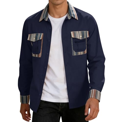 Camisa Informal de Manga Larga con Botones para Hombre Tejido Transpirable y cómodo en Uso Diario diseño Ajustado y versátil para Cualquier ocasiónElegancia Discreta para el Hombre Actual