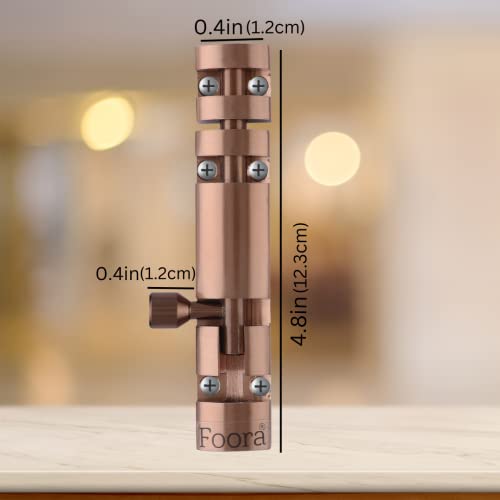 Image of Foora Export Premium Rose Gold Tower Bolt with Stainless Steel Rod and Stainless Steel knob for Door, Window, gate (Aluminum Body (chatakni) (4 inch, Rose Gold. Finish, 1)