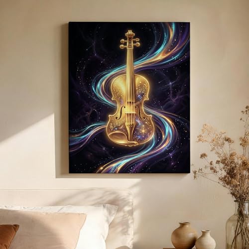 Toile violon doré design abstrait pour sublimer votre chambre