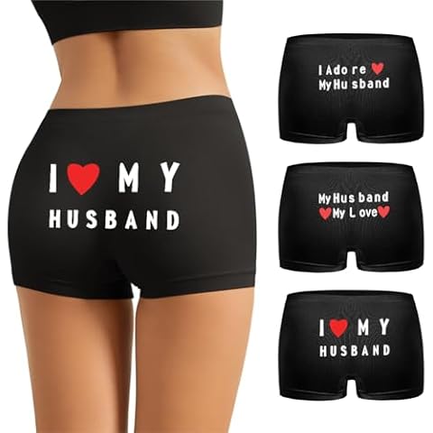 Sexy Code 1701 Boyshort Panties for Women, Pack of 3, Ladies Underwear Boxer Briefs with Novelty Letter Printed(N448+R217+R259+R261-M Cover
