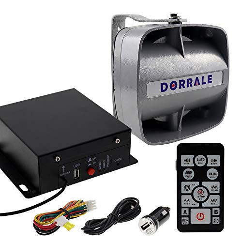 DORRALE Car/Truck Police Siren 100W DS7300 Wireless Amplifier with Silver Meter Ultra Slime Flat Speaker,DC12V,Multi-Tones,Two Lights Control,Emergency Electronic Siren Signal PA System