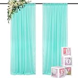 Chiffon Backdrop Curtain 96 Inches Long Sheer Curtains Mint Green Chiffon Fabric Drapes for Parties