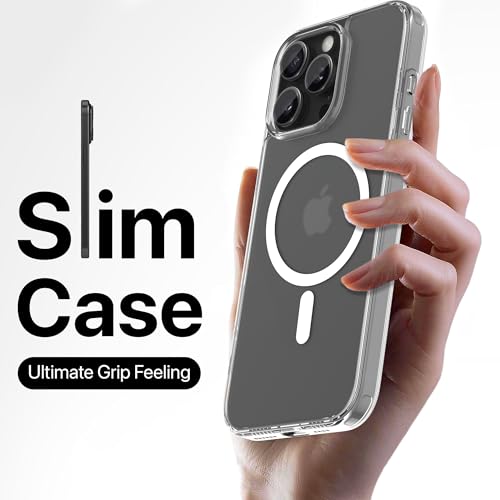 Image of eller sante Clear Magpro Back Cover Case for iPhone 16 Pro Scratch Resistant Camera Screen Protector TPU Shockproof 10ft Drop Protection Support Mag-Safe Wireless Charging- Clear