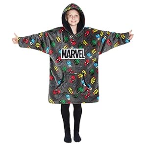 Marvel Oversized Hoodie Blanket for Kids, Black Panther Avengers Gifts for Boys