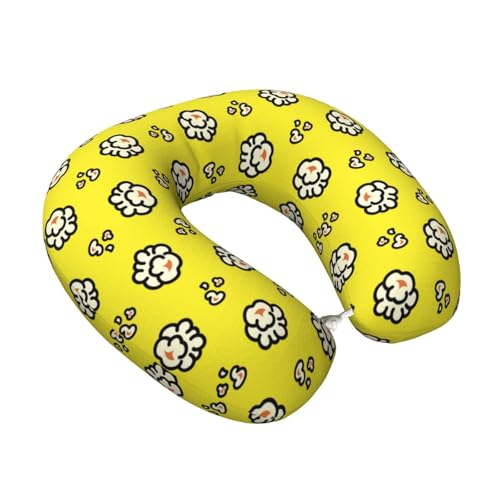 Almohada de viaje con palomitas de maíz blancas, almohada de cuello de espuma viscoelástica, almohada esencial de viaje, almohada de cuello para viajar/dormir, accesorios de viaje para mujeres y