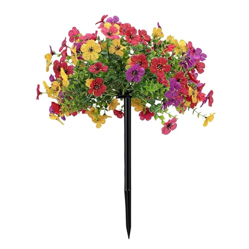 Jectse Piquet de Fleurs Violettes Artificielles, Fausses Fleurs Violettes avec Piquet, Fleur Artificielle d'extérieur Résistante aux UV, Idéale pour Jardin, Cour, Terrasse, Décoration d'allée, Non