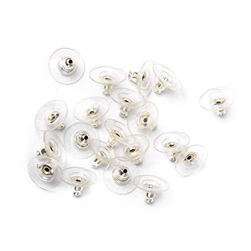Lubier 50 Piezas Posterior del Tapas para Pendientes Transparente Tapones de Pendiente de Goma Topes de Espalda de Seguridad de Pendiente