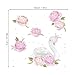decalmile Peony and Swan Wall Decals Flower Girls Wall Stickers Girls Bedroom Romantic Room Wall Decor