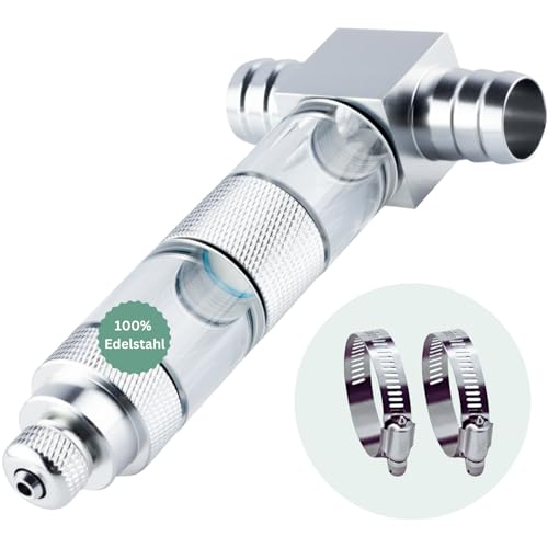 Q-Grow CO2 Inline Diffusor, CO2 Reaktor für Aquarium, hochwertiger Edelstahl, inkl. Blasenzähler und Rücklaufsicherung - 22/16 mm Anschluss