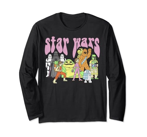 T-shirt Star Wars graphique exclusif avec motif imprimé psychedelic de groupe à manches longues