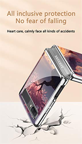 Yatchen Linda capa para Samsung Galaxy Z Flip, vidro temperado liso + capa rígida de policarbonato c