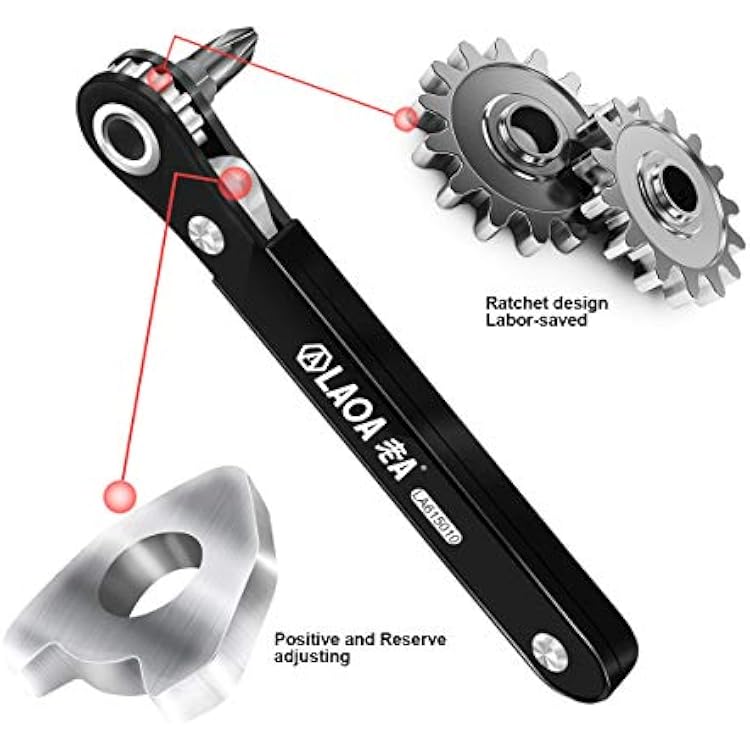 LAOA Mini Ratchet Wrench Screwdriver Bit Set with Hex Shank Phillips,Slotted,Hexagon,Torx Bits High Torque and 90 Degree Right Angle Tool