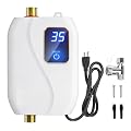 Tankless Water Heater Electric, 110V 3000W Instant Hot Water Heater with Adjustable Temperature & US Plug for Kitchen, RV, Small Sink – No Waiting, Energy Efficient - White