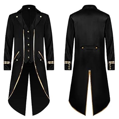 OBEEII Abrigo Steampunk para hombre, estilo vintage, estilo medieval, chaqueta victoriana, carnaval, cosplay, Halloween, disfraz de esmoquin, S-2XL., Schwarz02., M | Ya disponible en tu tienda friki favorita! En mundofriki.es!