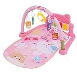 Tomvorks and Play - Tapete Musical para Gimnasio para Bebés, Tapete Multifuncional Bebés Hitos del Desarrollo, Adecuado de 0 a 12 Meses, Material Suave y (Rosado)