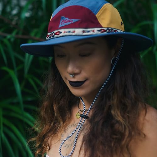 Image of Color-Blocked Fisherman Style Sun Hat for Outdoor Camping, Surfing & Vacations - Wide Brim, UV Protective, Anti-Slip