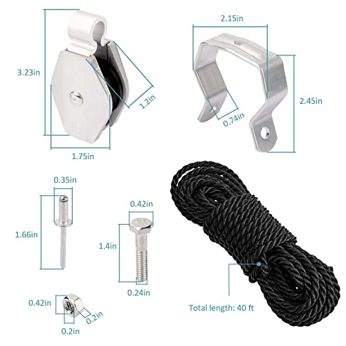 Extension Ladder Rope & Pulley Kit Compatible with Werner Aluminum & Fiberglass Extension ladders Part - Replacement for Werner 31-12 Pulley Kit & AC30-2 Extensions Ladder Rope by ChangTa - Image 2