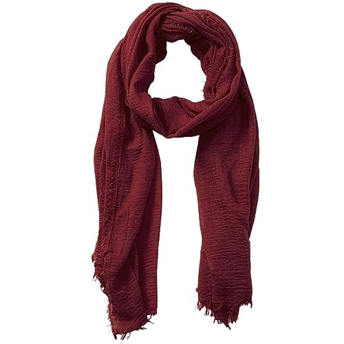 Image of Lightweight Cotton Blend Scarf for Women Men | Large,Breathable,Thin,Soft,Crinkle Scarf,Hijab Head Wrap,NeckScarf,Everyday,Travel Scarf,Summer Dress Scarves Holiday Gift