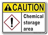 Caution Chemical Storage Area Sign – Bold Text Safety Sign for Indoor/Outdoor Use in Labs, Worksites, or Industrial Areas - Aluminum – 7” x 5”