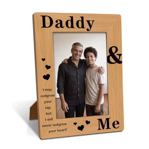 XQLSR Daddy & Me Photo Frame Decor for Home, Photo Gifts Wooden Picture Frame, Birthday Christmas Gift for Dad from Daughter Son, To Assemble 4 * 6 Inches Photo