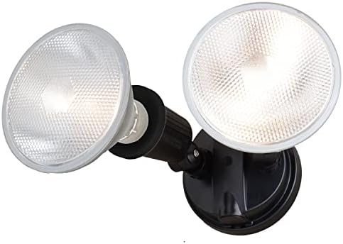 VAXCEL Adjustable 6.75 inch Light Black Outdoor Security Flood Light, 2-Light, Dual-Level Brightness, Rotating Heads, Weather Resistant, LED Bulb Compatible