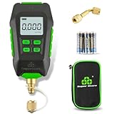 Rogvoc Digital Vacuum Gauge, HVAC Micron Vacuum Gauge Tester with 4 Units 7/16"-20UNF(1/4" SAE), Digital Vacuum Micron Meter Set with Buzzer Alarm, 1/4" SAE Extension Connector Fitting