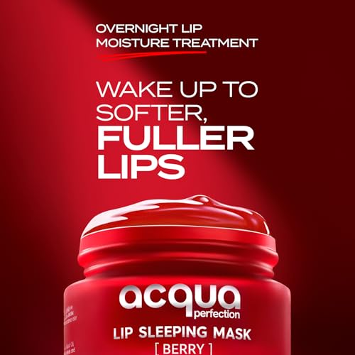 Acqua Perfection Overnight Lip Sleeping Mask, 15 ml, Berry Lip Balm with Shea & Murumuru Butter for Dry Lips