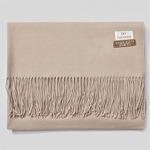 Cashmere Feel Scarf Soft Winter, Fashion Fringe Lightweight, Hawl Wraps with Tassel Soft Warm Blanket Scarves, Large Soft Shawls Wraps Scarf, Solid Cozy, Gift Men Women (Color : Camel)