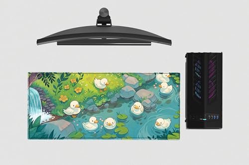 Image of Duck Crossing Premium Desk Mat | Anti-Skid | Anti-Slip | 80 x 30 cm | Laptop Mat for Work from Home /Office /Gaming- Extended Mouse pad and Keyboard Desk mat