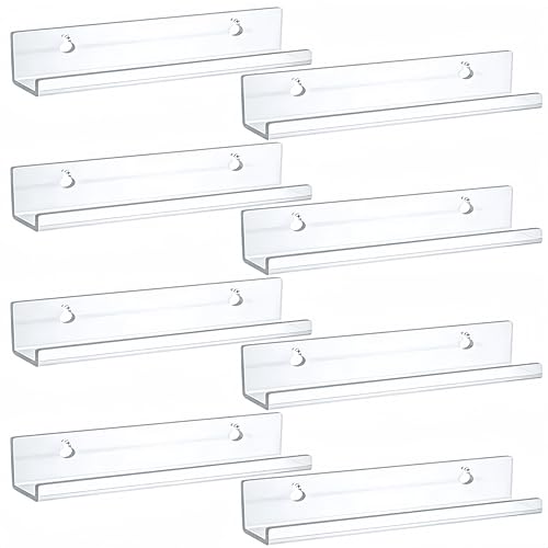 Dmnnlp 8 St&uuml;ck Schallplatten Wandhalterung, Vinyl Wandhalterung aus Klar Acrylic, 30,5 x 4,3 x 4,3 cm Schweberegal f&uuml;r Schallplatten, Acryl Regal f&uuml;r Platten und Fotos - Klar