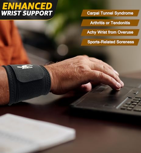 image for HiRui 2 PACK Wrist Compression Strap and Wrist Brace Sport Wrist Suppo