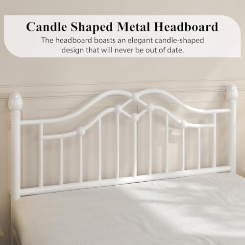 Image of LoVinson Full Size Bed Frame with Victorian Headboard & Footboard, Black