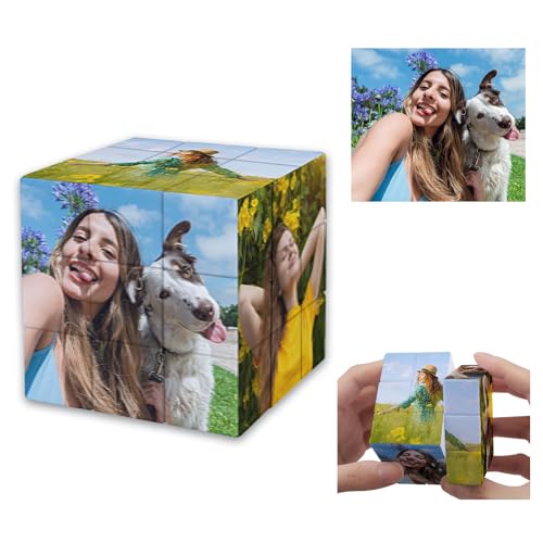 Custom Magic Cube Personalized Cube Puzzle with Photo Level 3 Cube Rotatable Design Your Own Cube Puzzle Gifts for Kids Father Mother (Color01)