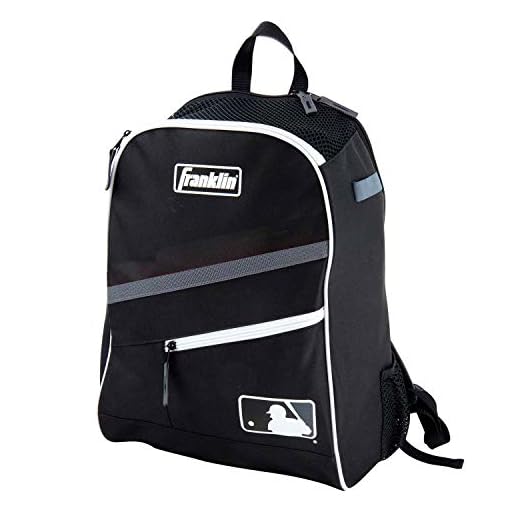 Franklin Sports MLB Batpack Bag - Youth Baseball, Softball and Teeball Bag - Equipment Bag for Sports - Bag Holds Bats (2) and Includes Fence Hook - Black/Grey/White
