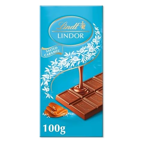 Lindt Lindor Milk Chocolate Bar with Salted Caramel Cover