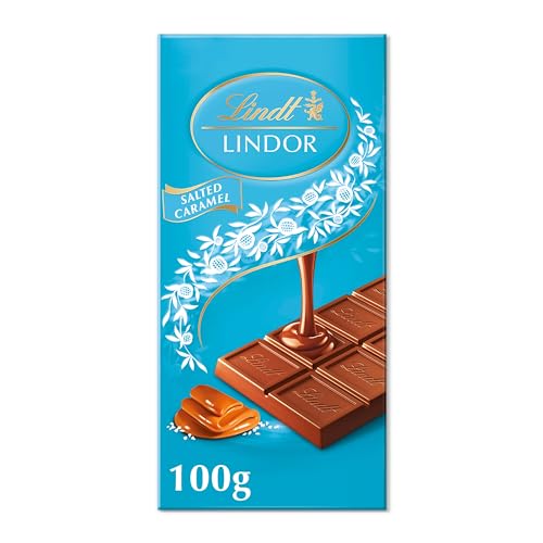 Lindt Lindor Milk Chocolate Salted Caramel Bar, 100g