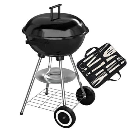 Barbecue à Charbon de Bois Rond 4 pieds + 9 ustensiles