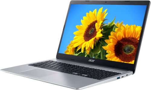 Image of acer Chromebook 315 Laptop, 15.6 inch FHD Touchscreen Display, 4GB RAM, 64GB eMMC SSD, Intel Celeron N4020 Processor, Wi-Fi, Bluetooth, Webcam, USB-C, Protective Sleeve, Chrome OS, Pure Silver, N19Q3