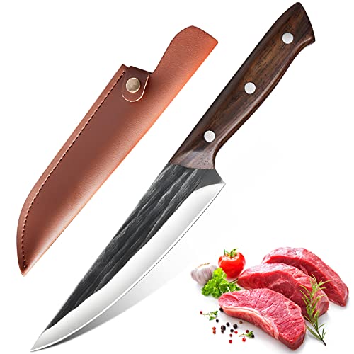 Zeng Butcher Knife Boning Knife With Sheath Viking Knife For Meat Cutting With Sharp Blade Wooden Handle Meat Knife Cleaver Fruits Knife Fillet Knife Kitchen Chef Knife For Home Kitchen And Restaurant #TOP11