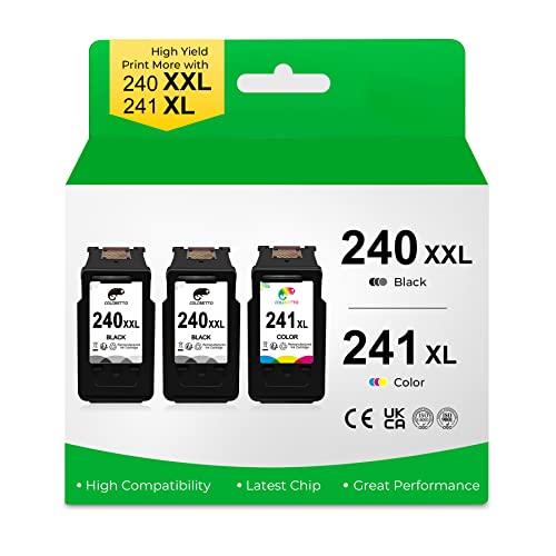 Coloretto Remanufactured Printer Ink Cartridge Replacement For Canon Pg-240Xxl Cl-241Xl 240Xl 240 241 Xl Combo Pack To Use With Pixma Mg3620 Ts5120 Mg2120 Mg3520 Mx452 Mx512 (2 Black+1 Color) #TOP9