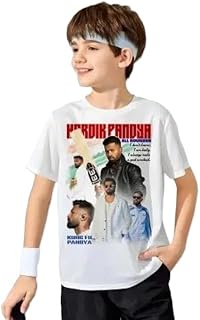 Hardik Pandya Pitcher Printed T-Shirt for Baby Kids Boys and Girls Cartoon Cricket Fun Short Sleeve Outfit Price In India