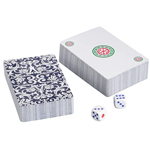 Chencunquangod Juego de 144 hojas de cartas de Mahjong gruesas de viaje, para mesa de cartas de dormitorio, camping, picnic